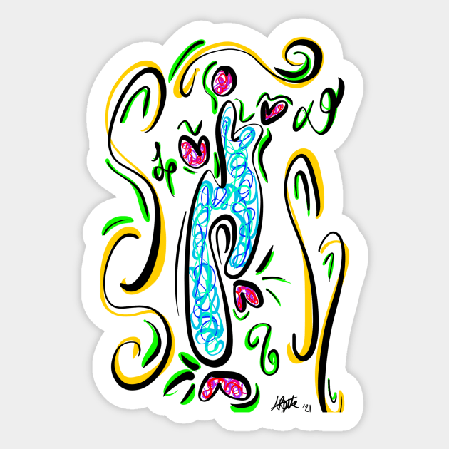 Funky Lady Abstract Sticker by alolxis